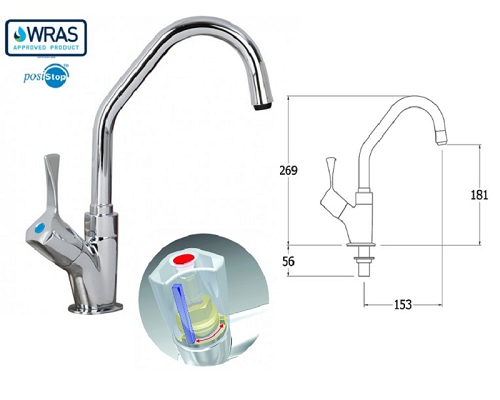 Mechline AquaTechnix 1/2" Faucet 150mm Gooseneck Spout TX-B-1SG6L